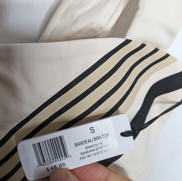 WEWOREWHAT Bandana Stripes Off-White Multi Bandeau Bra Top NEW Size S - Picture 7 of 7